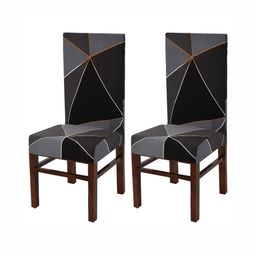 Yellow Weaves 2-Pcs Dark Grey Printed Chair Cover-7