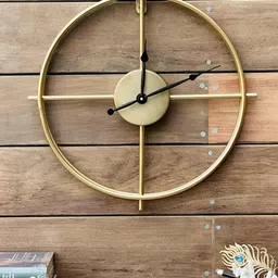Nutts Gold-Toned & Black Metal Contemporary Round Shaped Wall Clock-image-94