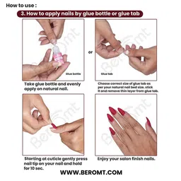 BEROMT Set Of 16 Salon Finish Press On Nail Tip With Application Kit - BFN783CN image 5