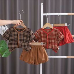 POP STREET KIDS Girls Checked Shirt with Shorts Clothing Set-image-60