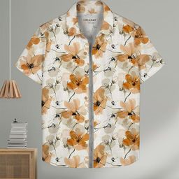 HELLCAT Boys Spread Collar Floral Printed Cotton Casual Shirt-image-90