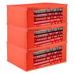 Kuber Industries Red Set of 3 Regular Multi-Utility Organisers-1