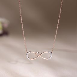 Mia by Tanishq Yellow Gold and Diamond Infinite Heartbeat Necklace-image-86