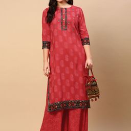 SHOWOFF Women Paisley Printed Regular Thread Work Kurta with Palazzos-image-20