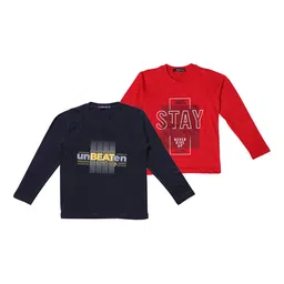 NeuVin Kids Pack Of 2 Typography Printed T-shirts-picture-38