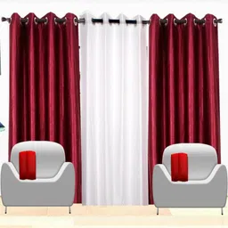 151 cm (5 ft) Polyester Semi Transparent Window Curtain (Pack Of 3) (Plain, Multicolor)-image-85