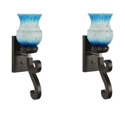 Somil Premium Designer Glass Wall / Night Lamp Elegant & Stylish Dcor Accent for Modern Interiors, color- Firozi, White, Size:- 16.5 X 21.5 X 27.5 CM-image-101