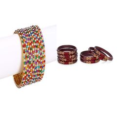 SOMIL Set Of 20 Artificial Stones and Beads Studded Glass Bangles-image-86