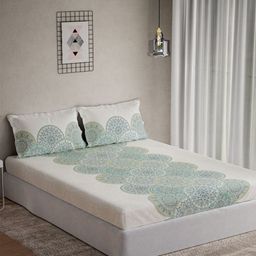 DDecor Omega Green Ethnic Motifs Cotton 144 TC Double King Bedsheet Set-2.24 m X 2.74 m-picture-7