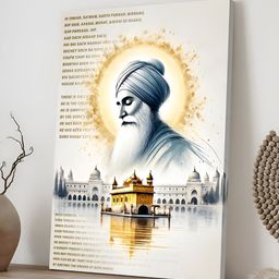 Art Street White & Grey Guru Nanak Dev Ji Religious Canvas Wall Art-0