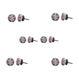 Indianshelf 6-Pcs White & Pink Printed Ceramic Knobs-image-95