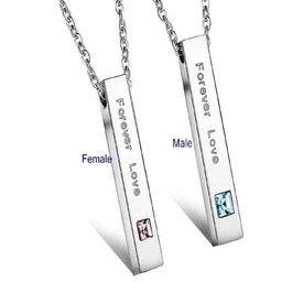 Vientiq Unisex Set of 2 Sterling Silver-Plated Stone Studded Rectangle Pendants & Chains image 3