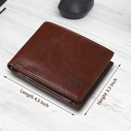 JND Men Classic Tan Brown Leather Wallet with Multiple Compartments image 3