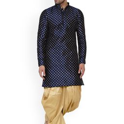 VEERA PARIDHAAN Men Floral Printed Regular Kurta with Dhoti Pants-picture-46