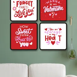 SAF 4-Pcs White & Pink Love Quotes Painting Framed Wall Art-picture-17