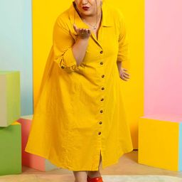 LALI JAIPUR Women Plus Size Shirt Collar A-Line Dress-image-19