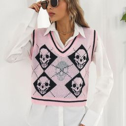 Oh Rare Women Printed Pullover Sweater Vest-image-14