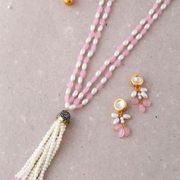 DASTOOR Brass Plated Stone Studded & Beaded Jewellery Set-image-18