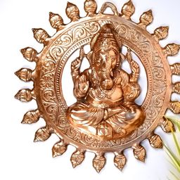 apka mart Bronze Ganesh Wall Hanging Statue-image-39