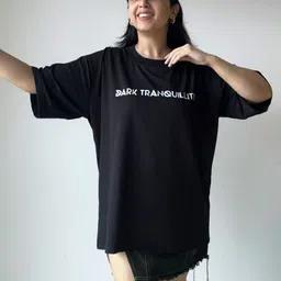 SPELL BY SMOKESHOW Typography Printed Round Neck Cotton Oversized T-shirt-image-76