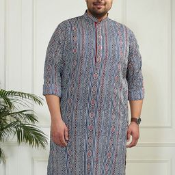 VASTRAMAY PLUS Men Printed Kantha Work Kurta-33