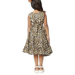Shahina Fashion Girls Abstract Printed Bow Detail High-Low Hem Fit and Flare Dresses-picture-33