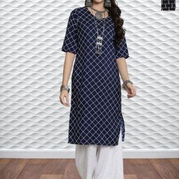 HERE&NOW Selection Of 2 Geometric Printed Round Neck Straight Kurtas-image-43