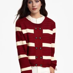 StyleCast Women Striped Round Neck Pullover Sweater-image-91
