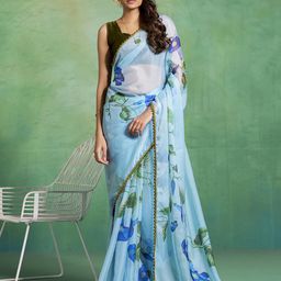 Kalista Floral Sequinned Partywear Organza Saree-picture-39