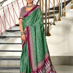 DIVASTRI Batik Ready to Wear Block Print Saree-13