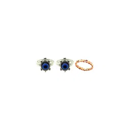 Dynamic Retail Global Set of 3 Rings for Men & Women, Blue-Gold Alloy Ring ()-48