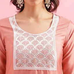 KALINI Women Embroidered Regular Sequinned Kurta with Trousers & With Dupatta image 2