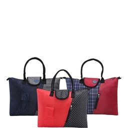 Kuber Industries Set Of 3 Checked Shopper Foldable Shoulder Bags-27