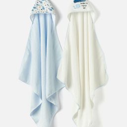 Juniors by Babyshop Blue & White 2 Printed Cotton 210 GSM Bath Towel-image-39