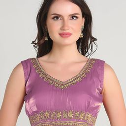 HERE&NOW Embroidered V-Neck Saree Blouse-image-58