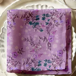 Vargottam Lavender & Green 12 Pieces Printed Cotton Reusable & Disposable Table Napkins-14