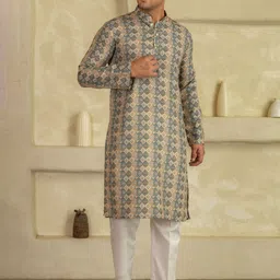 LEMONX Men Geometric Printed Kurta with Pyjamas-picture-6