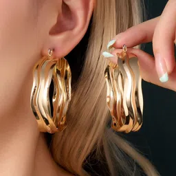 SALTY Contemporary Shaped Craggy Big Hoop Earrings-41