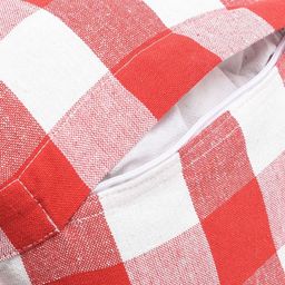 Lushomes Red & White Set of 2 Checked Square Cushion Covers image 5