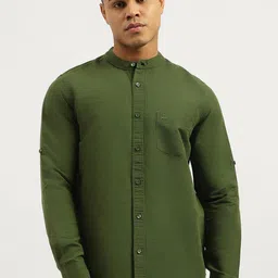 United Colors of Benetton Men Solid Band Collar Casual Shirt-picture-2