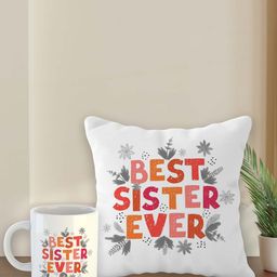 ARTBUG Stones-Studded & Beaded Rakhi With Roli Rice & Mug Cushion-image-0