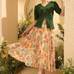 Antheaa V-Neck Top With Skirt-picture-52