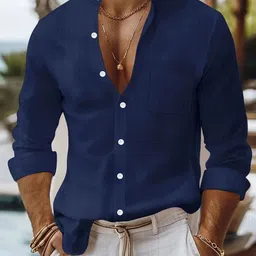 StyleCast x Revolte Men Solid Mandarin Collar Casual Shirt-picture-40