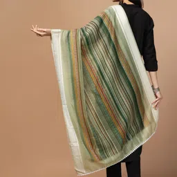 Kaizen TEXO FAB Striped Sequinned Chanderi Cotton Dupatta image 3