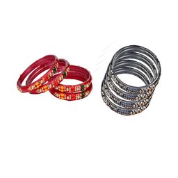 SOMIL Set Of 8 Multi Alloy Artificial Stones and Beads Antique Bangles-image-84