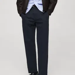 MANGO MAN Men Mid-Rise Drawstring Detail Regular Fit Trousers-image-25