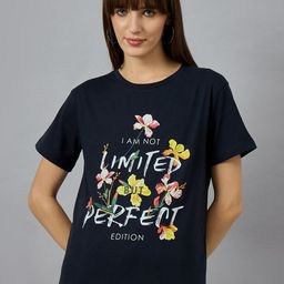 98 Degree North Typography Printed Round Neck Drop-Shoulder Sleeves Cotton T-shirt-image-96