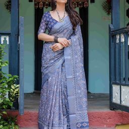 SGF11 Floral Pure Linen Saree-image-48
