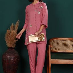 Lative Colours of Fashion Lative Embroidered Pure Cotton Tunic & Trousers-image-84