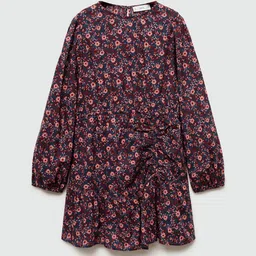 Mango Kids Girls Pure Cotton Floral Print Ruffled Drop-Waist Dress-picture-18